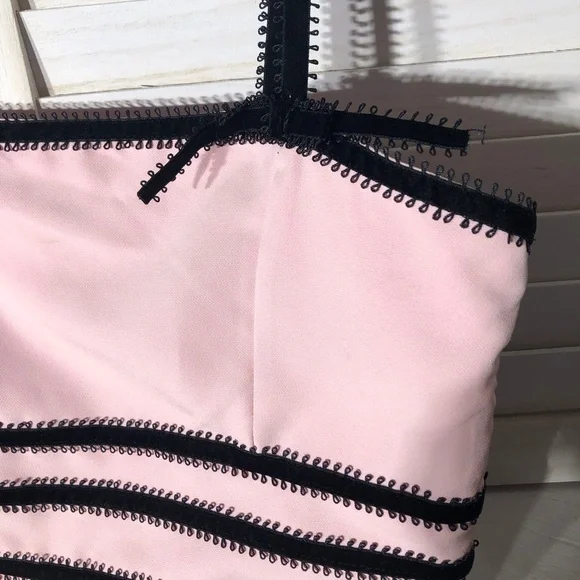 Forever 21 Pink Black Bow Cropped Top Pleated Skirt Medium - Picture 5 of 16